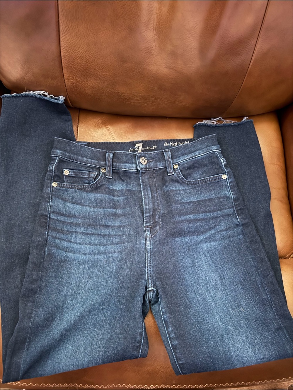 7 For All Mankind Dark Indigo High-Rise Skinny Jeans